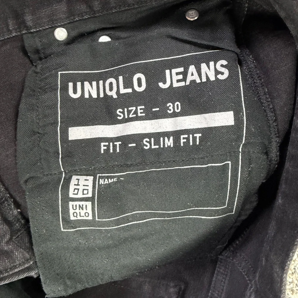 Uniqlo Selvedge Denim Jeans Mens 30x34 Slim Fit Black Stretch Pants Red Line